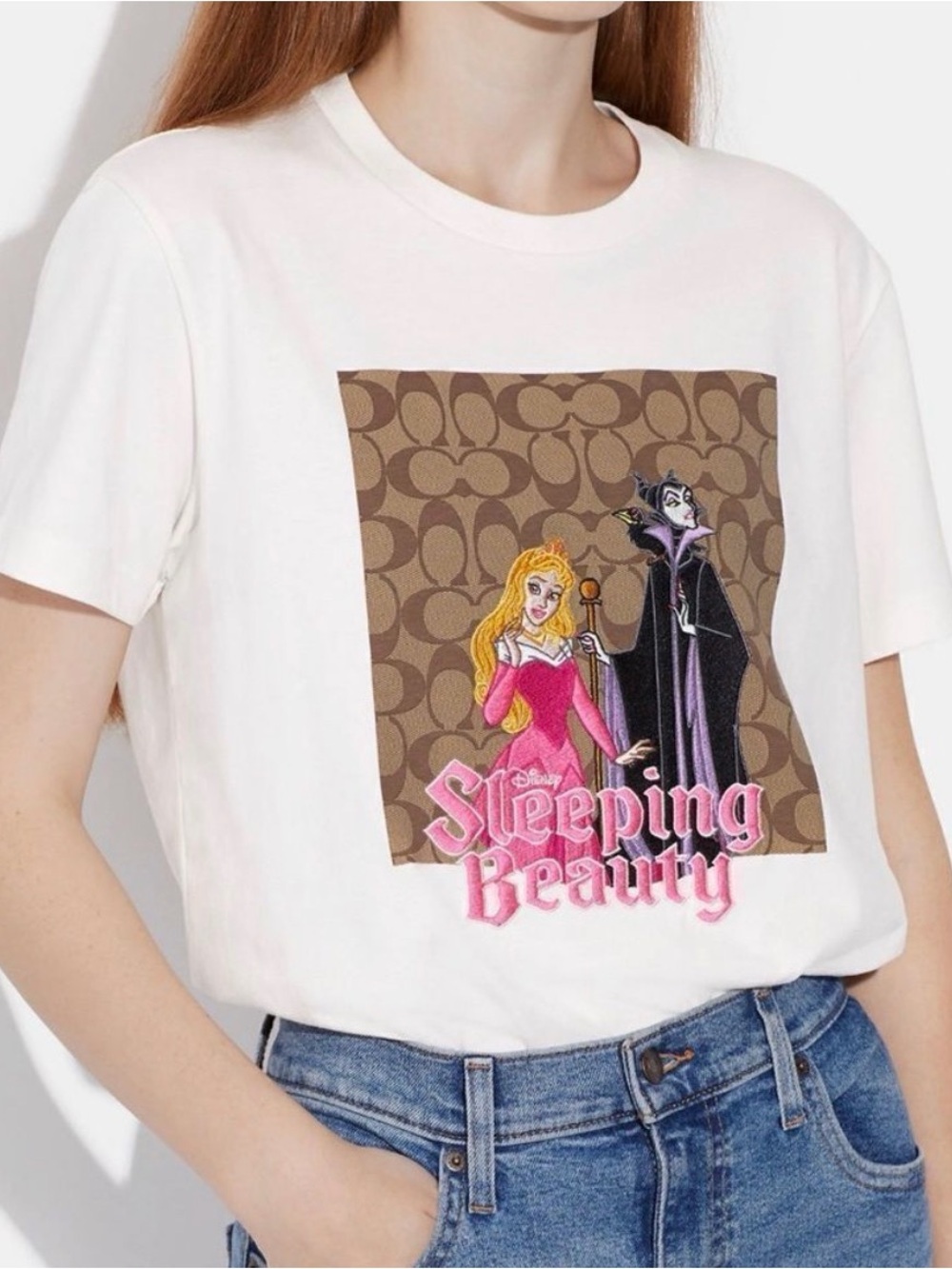 Coach x Disney Signature Sleeping Beauty T Shirt Cut to Crop